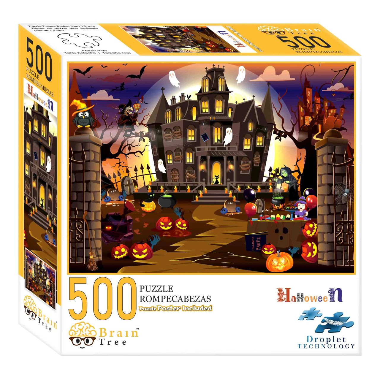 Dřevěné hračky Brain Tree Puzzle Halloween 500 dílků