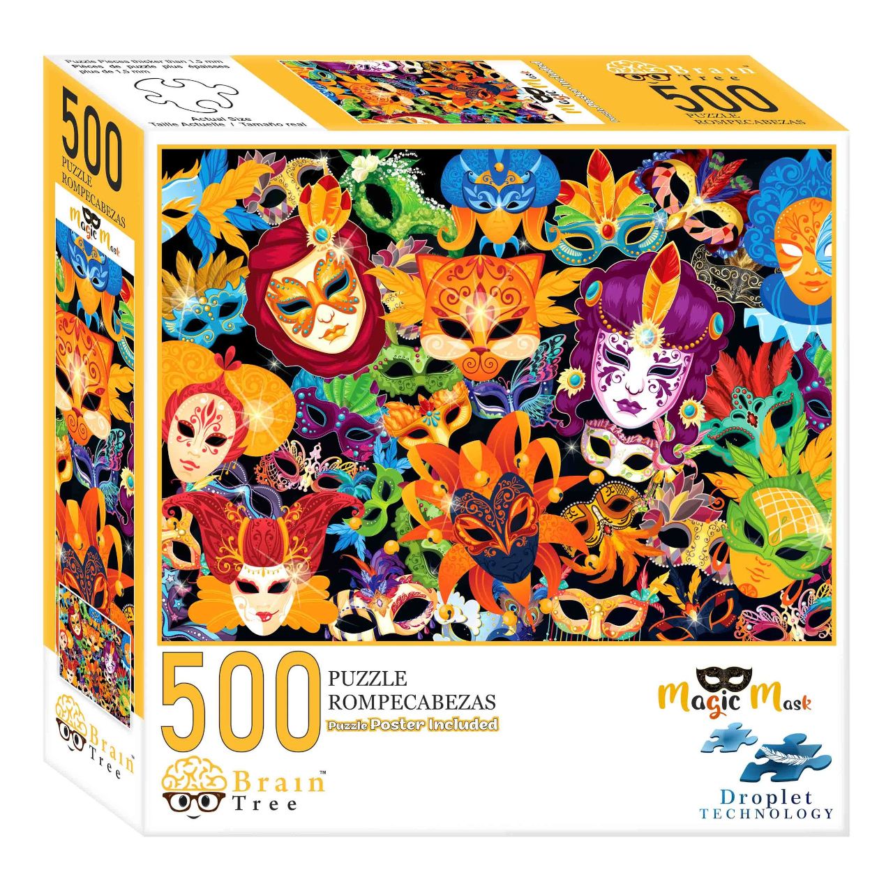 Dřevěné hračky Brain Tree Puzzle Kouzelné masky 500 dílků