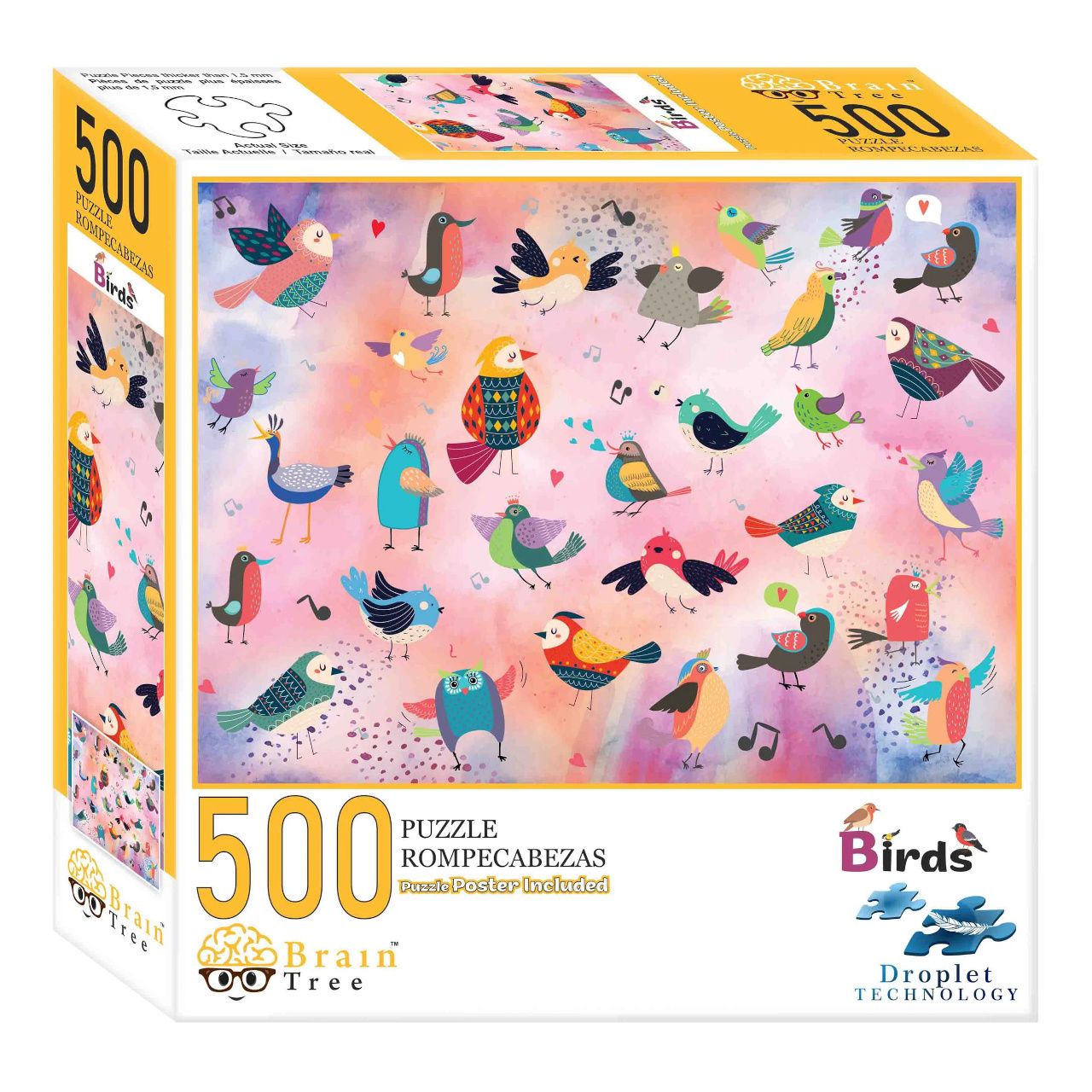 Dřevěné hračky Brain Tree Puzzle Pohádkoví ptáci 500 dílků