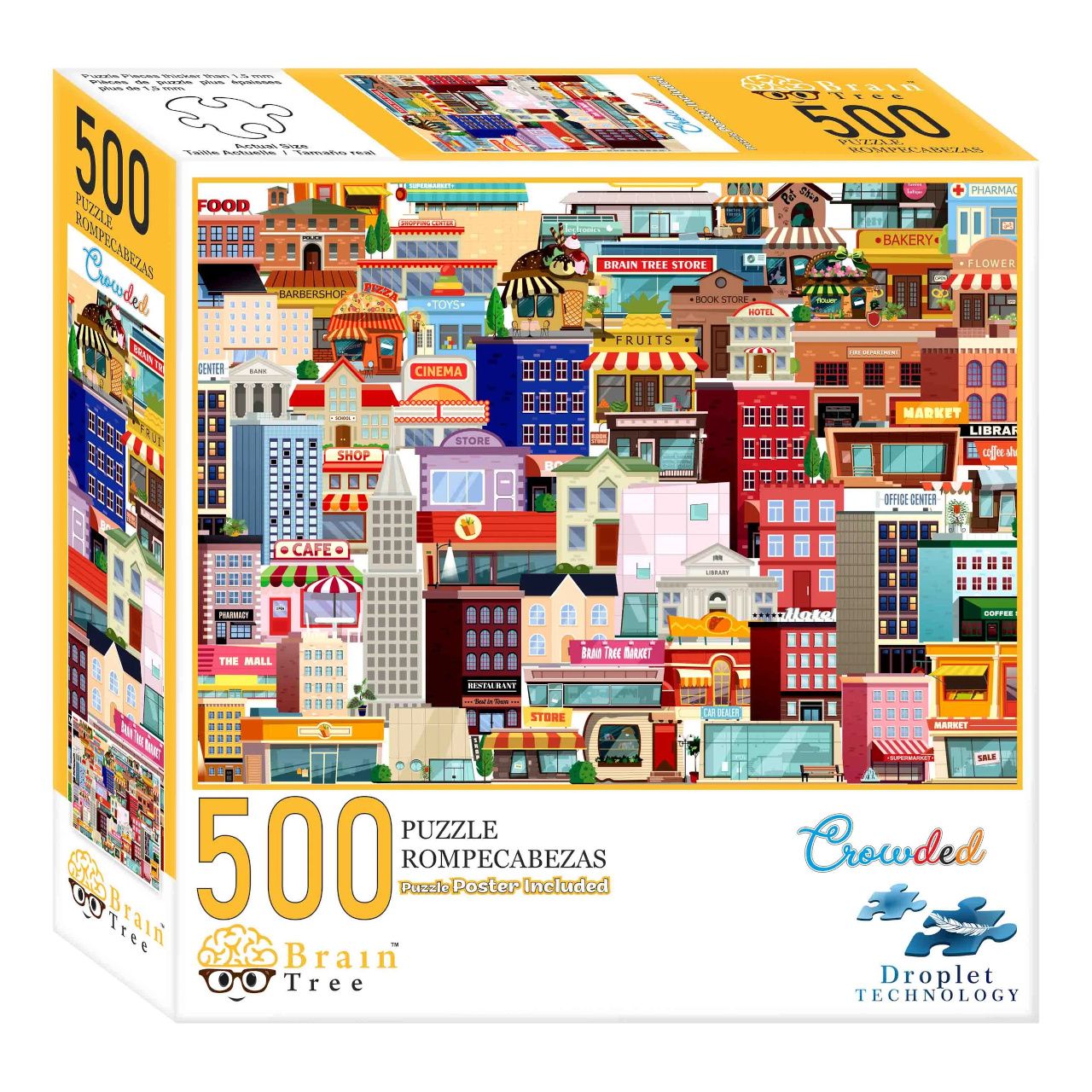 Dřevěné hračky Brain Tree Puzzle Přeplněné město 500 dílků