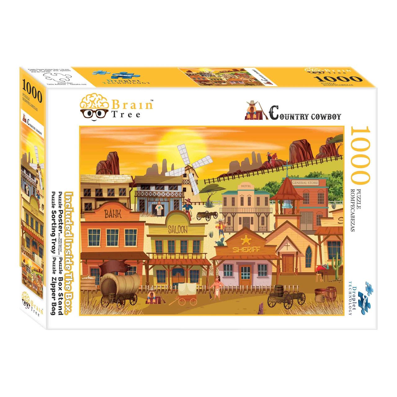 Dřevěné hračky Brain Tree Puzzle Westernové městečko 1000 dílků