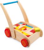 Dřevěné hračky small foot Chodítko dřevěné kostky ve vozíku