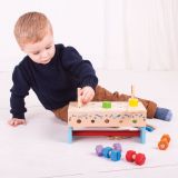 Dřevěné hračky Bigjigs Toys Ponk a přepravka na nářadí 2v1 - poškozený obal