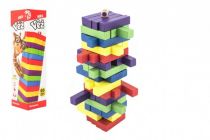 Hra věž Jenga dřevěná 60ks barevných dílků