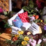Dřevěné hračky RoboTime miniatura domečku Zahradní terasa