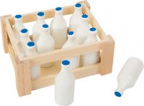 Dřevěné hračky small foot Bedýnka s 12 sklenicemi mléka