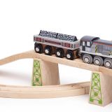 Dřevěné hračky Bigjigs Rail Dlouhý vagónek s uhlím + 2 koleje