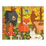 Dřevěné hračky Petit Collage Puzzle 2v1 lesní zvěř