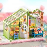 Dřevěné hračky RoboTime miniatura domečku Květiny pro jarní setkání