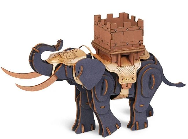Dřevěné hračky RoboTime Dřevěná skládačka Bojovný slon