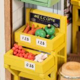 Dřevěné hračky RoboTime miniatura domečku Obchod s ovocem