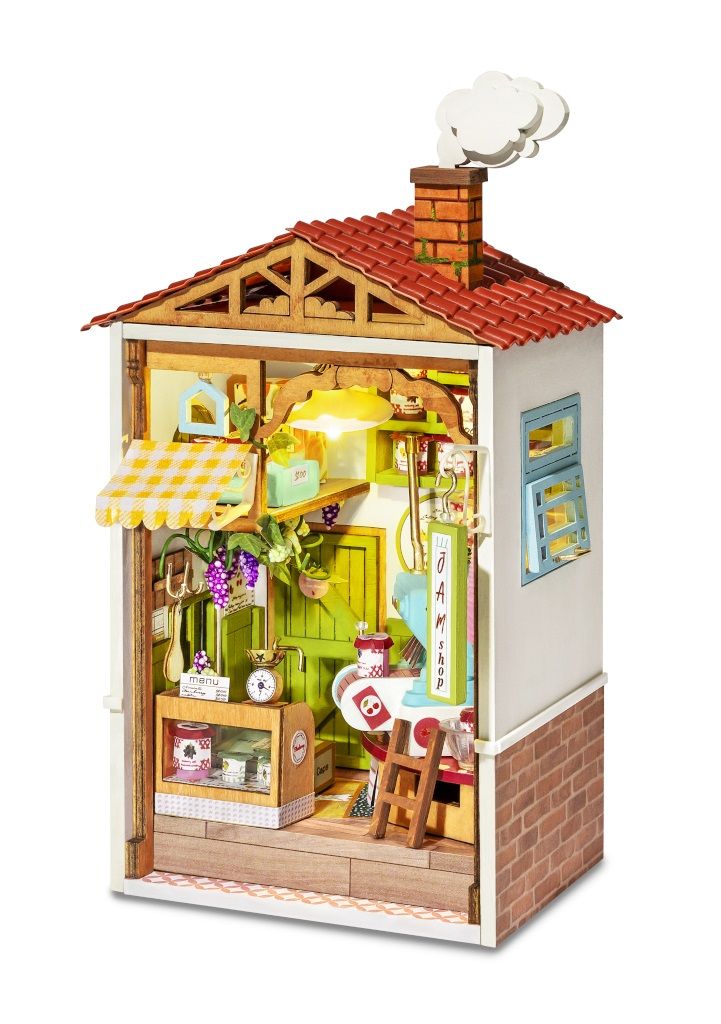 Dřevěné hračky RoboTime miniatura domečku Obchod se sladkými džemy