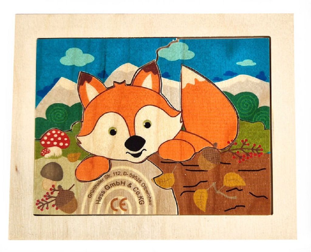 Dřevěné hračky Hess Dřevěné mini puzzle liška
