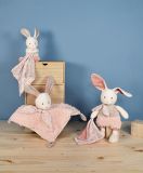 Dřevěné hračky Doudou Dárková sada - Plyšový Ecru králiček s růžovou dečkou z BIO bavlny 22 cm Doudou et Compagnie Paris