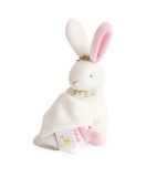 Dřevěné hračky Doudou Dárková sada - Plyšový králíček s muchláčkem 10 cm ružová Doudou et Compagnie Paris