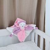 Dřevěné hračky Doudou Dárková sada - plyšový muchláček růžový medvídek 24 cm Doudou et Compagnie Paris