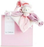 Dřevěné hračky Doudou Dárková sada - plyšový muchláček růžový medvídek 24 cm Doudou et Compagnie Paris