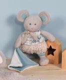Dřevěné hračky Doudou Dárková sada - Plyšová myška s dečkou z BIO bavlny 22 cm Doudou et Compagnie Paris