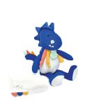 Dřevěné hračky Doudou Dárková sada - Plyšový dinosaurus s dečkou 25 cm modrý Doudou et Compagnie Paris