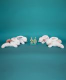 Dřevěné hračky Doudou Dárková sada - Plyšový králíček s bílou bambulkou 25 cm Doudou et Compagnie Paris