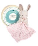Dřevěné hračky Doudou Dárková sada - Plyšový králiček s růžovou dečkou z BIO bavlny 15 cm Doudou et Compagnie Paris