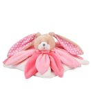 Dřevěné hračky Doudou Dárková sada - plyšový muchláček králíček růžový 28 cm Doudou et Compagnie Paris