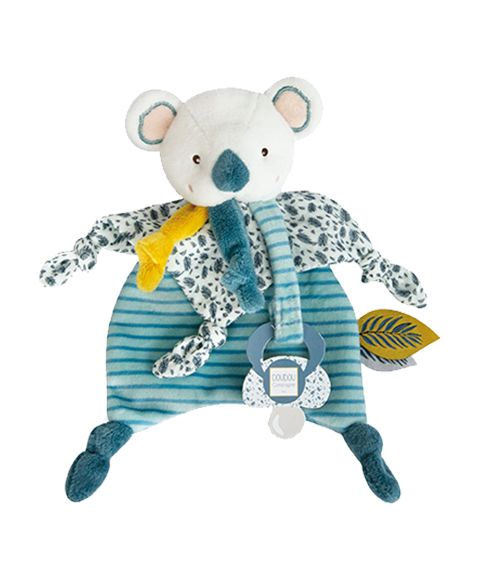 Dřevěné hračky Doudou Dárková sada - Hračka s úchytem na dudlík koala Yoca 20 cm Doudou et Compagnie Paris