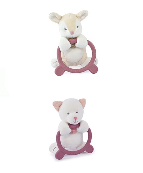 Dřevěné hračky Doudou Plyšová hračka s kousátkem HOULAHOP 1 ks kočka Doudou et Compagnie Paris