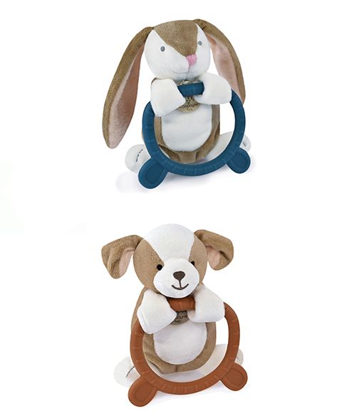 Dřevěné hračky Doudou Plyšová hračka s kousátkem HOULAHOP 1 ks králíček Doudou et Compagnie Paris