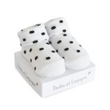 Dřevěné hračky Doudou Ponožky univerzální 0-6 měs. 1 pár bílá s puntíky Doudou et Compagnie Paris