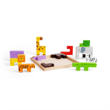 Dřevěné hračky Bigjigs Toys Dřevěné kostky puzzle se zvířátky safari