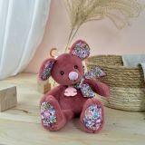 Dřevěné hračky Doudou Histoire d´Ours Plyšová kamarádka tmavě růžová myška 25 cm