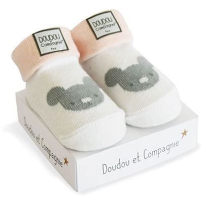 Dřevěné hračky Doudou Ponožky pro holčičku 0-6 měs. 1 pár světle růžovo-bílá s koalou Doudou et Compagnie Paris