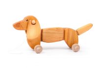 Dřevěné hračky Bajo Dřevěný jezevčík tahací 40 cm natural