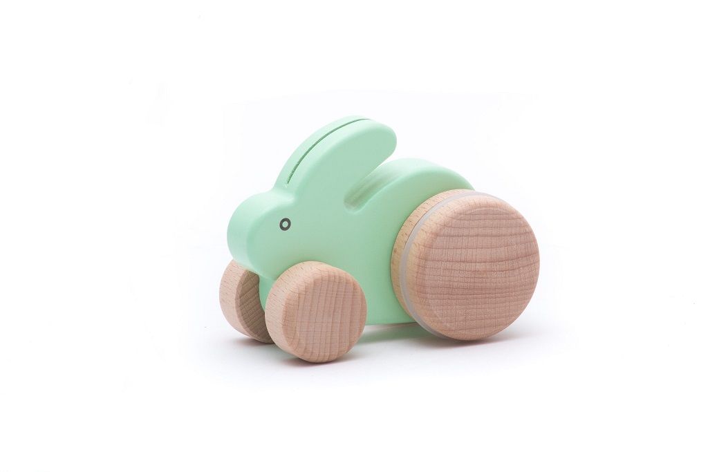Dřevěné hračky Bajo Malý zelený dřevěný králíček do ruky