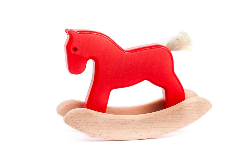 Dřevěné hračky Bajo Mini houpací kůň červený
