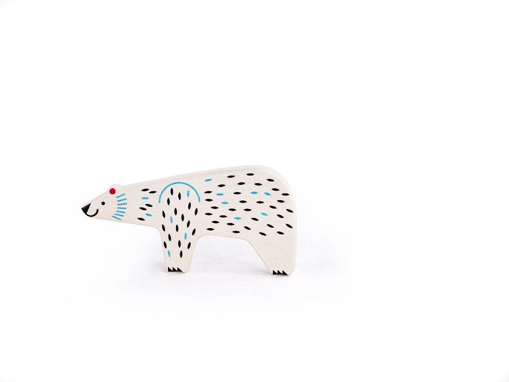 Dřevěné hračky Bajo Ohrožená zvířata Lední medvěd