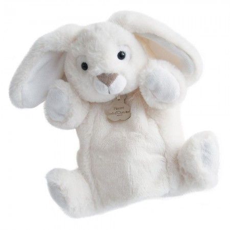 Dřevěné hračky Doudou Histoire d´Ours Plyšový maňásek bílý králíček 25 cm