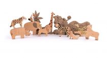 Dřevěné hračky Bajo Divoká zvířata džungle 11 ks
