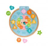 Dřevěné hračky Petit Collage Učební vícejazyčné hodiny + počítání a barvy