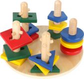 Dřevěné hračky small foot Motorický labyrint geometrické tvary 3D Motorická věž