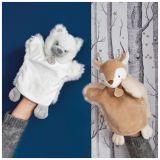 Dřevěné hračky Doudou Plyšový maňásek bílý vlk 25 cm Doudou et Compagnie Paris