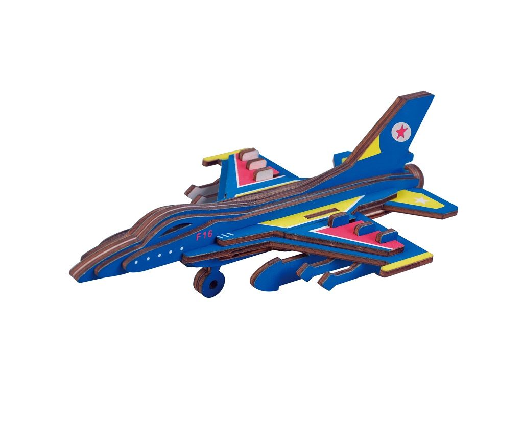 Dřevěné hračky Woodcraft Dřevěné 3D puzzle Bojové letadlo F16 Woodcraft construction kit