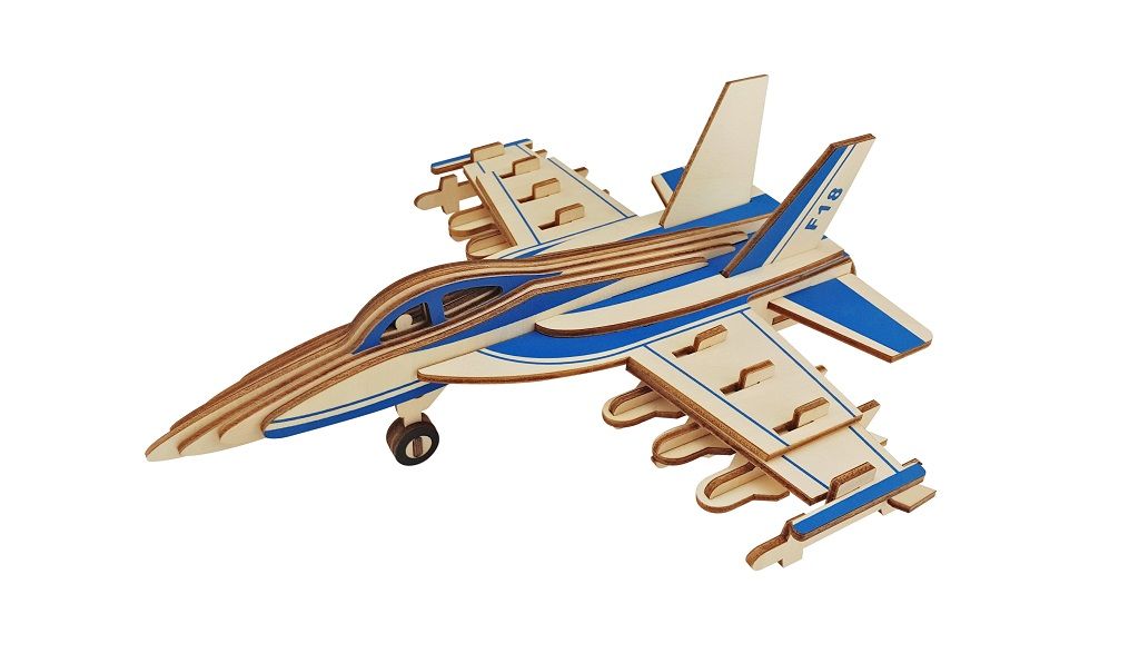 Dřevěné hračky Woodcraft Dřevěné 3D puzzle Bojové letadlo F18 Woodcraft construction kit