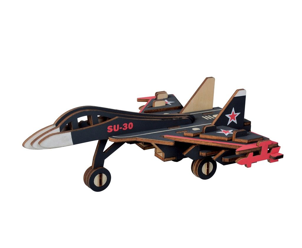 Dřevěné hračky Woodcraft Dřevěné 3D puzzle Bojové letadlo SU30 Woodcraft construction kit