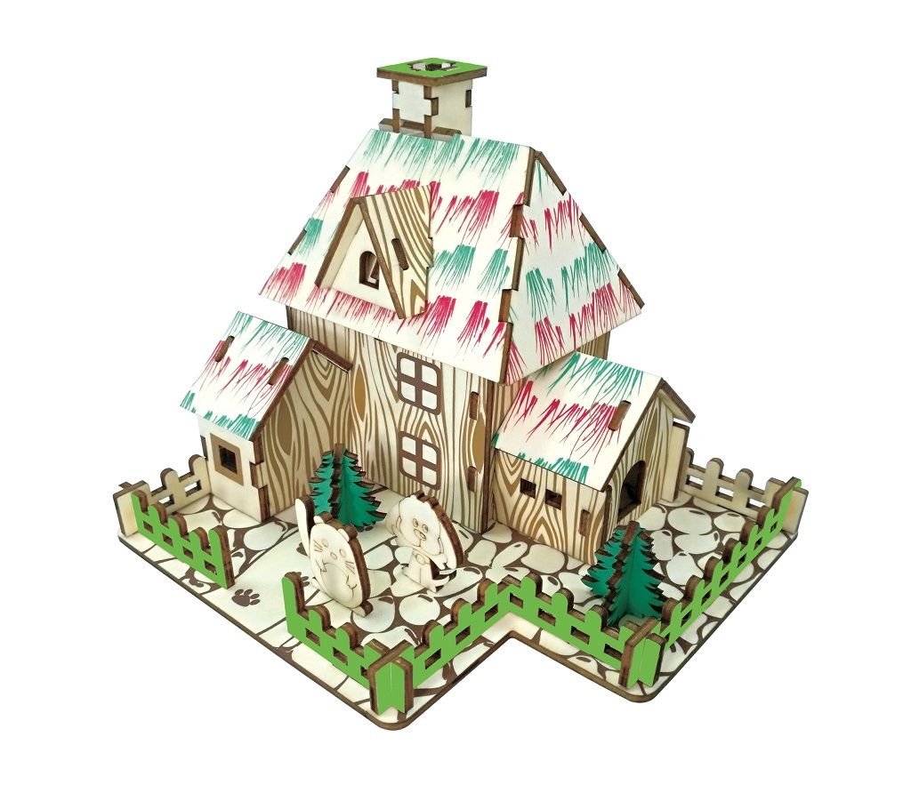 Dřevěné hračky Woodcraft Dřevěné 3D puzzle Čarodějnická chýše Woodcraft construction kit