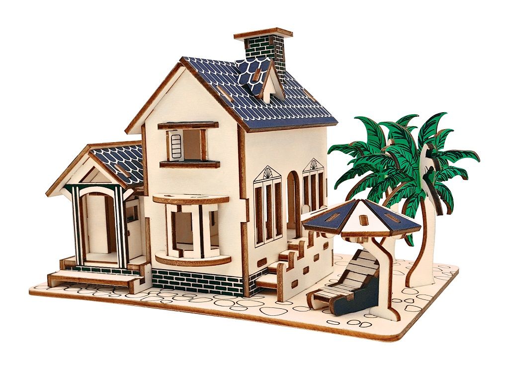Dřevěné hračky Woodcraft Dřevěné 3D puzzle Dům na pláži Woodcraft construction kit
