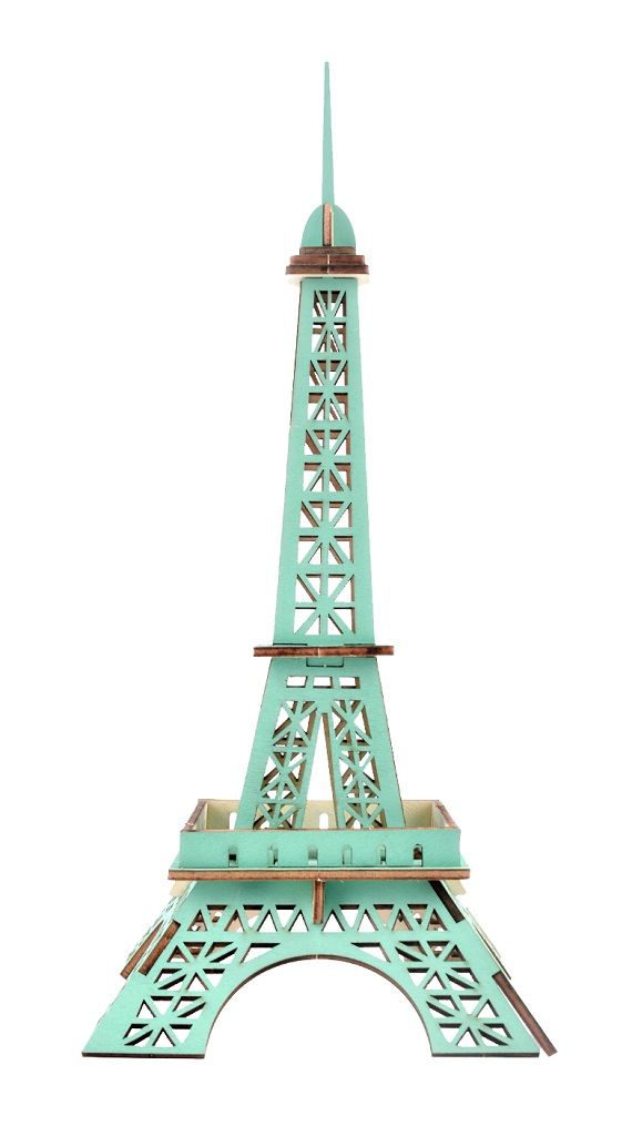 Dřevěné hračky Woodcraft Dřevěné 3D puzzle Eiffelova věž tyrkysová Woodcraft construction kit
