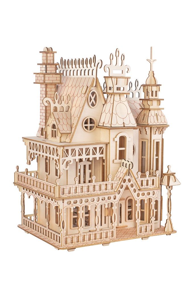 Dřevěné hračky Woodcraft Dřevěné 3D puzzle Fantasy vila Woodcraft construction kit