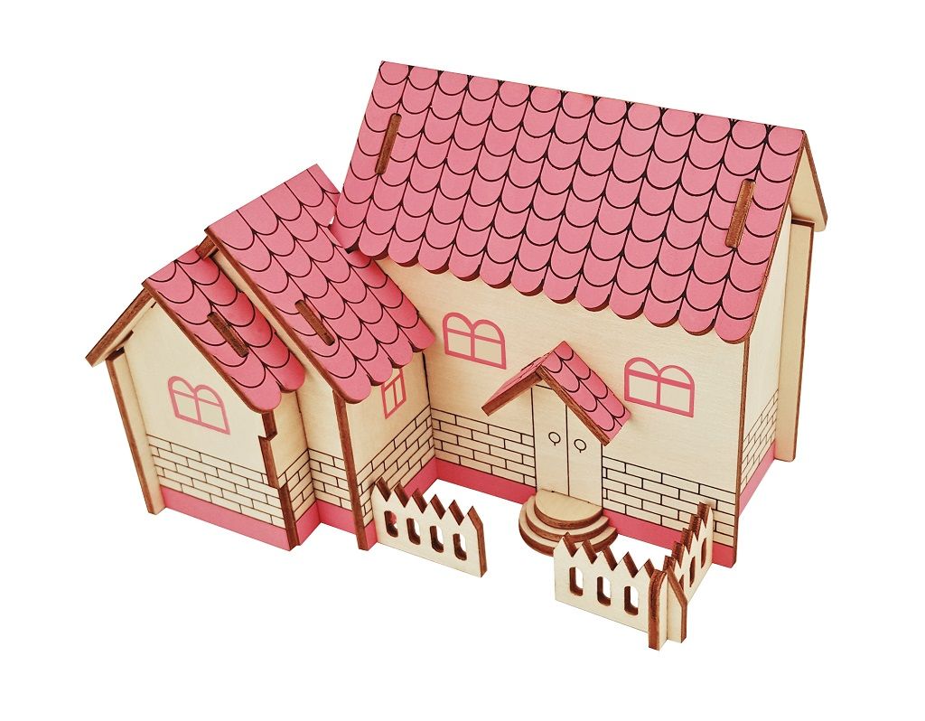 Dřevěné hračky Woodcraft Dřevěné 3D puzzle Fialový dům Woodcraft construction kit